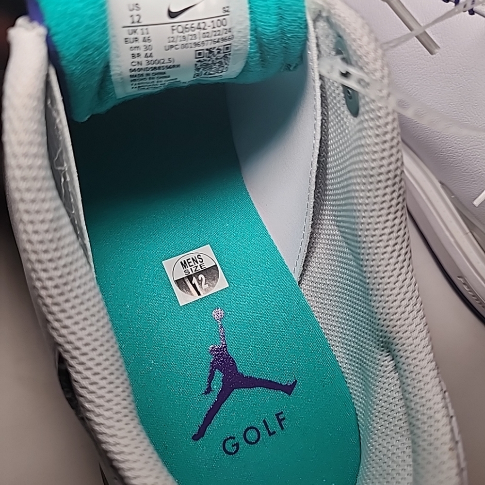 Nike Air Jordan ADG 5 Golf Shoes FQ6642 100 Men's Size 12 White Grape Ice - Picture 6 of 6